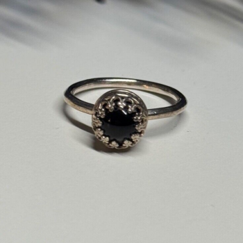 925 Sterling Silver Onyx Ring Size 7.5