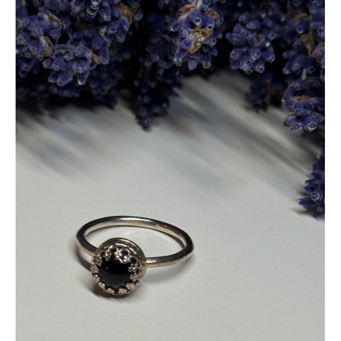 925 Sterling Silver Onyx Ring Size 7.5