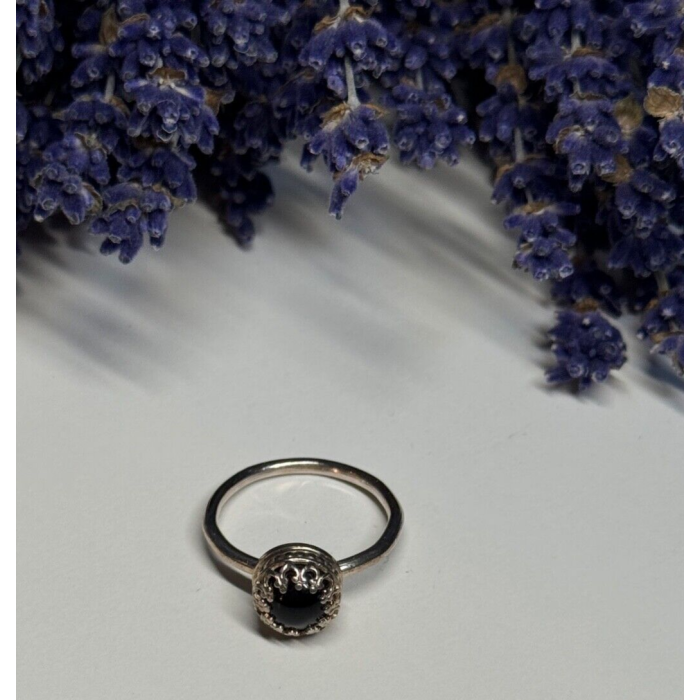 925 Sterling Silver Onyx Ring Size 7.5