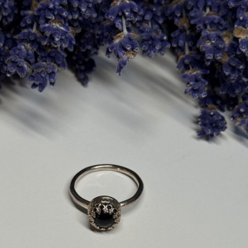 925 Sterling Silver Onyx Ring Size 7.5