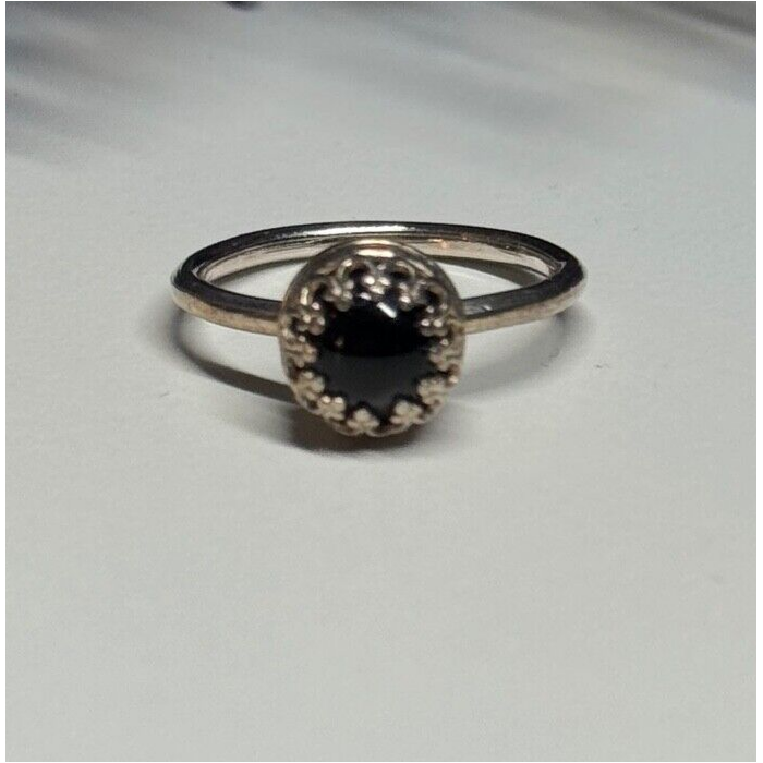 925 Sterling Silver Onyx Ring Size 7.5