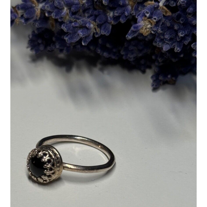 925 Sterling Silver Onyx Ring Size 7.5