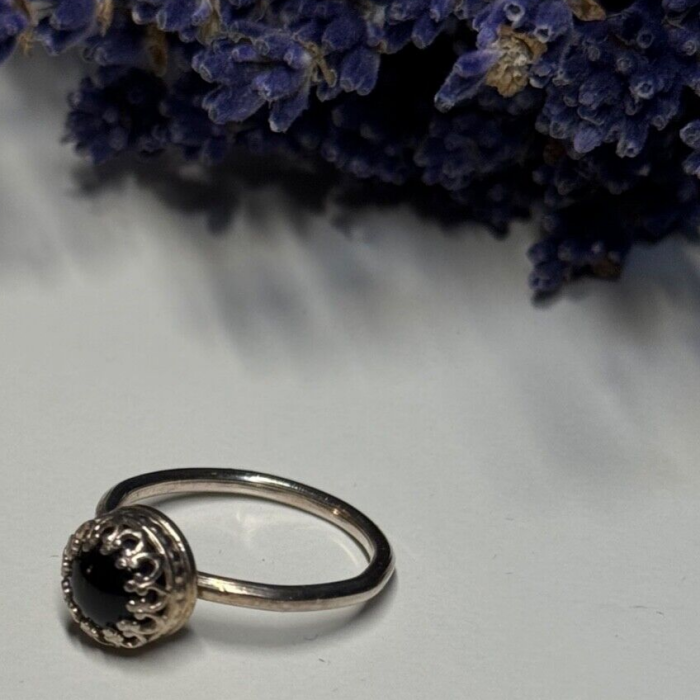 925 Sterling Silver Onyx Ring Size 7.5