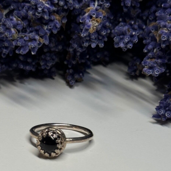 925 Sterling Silver Onyx Ring Size 7.5