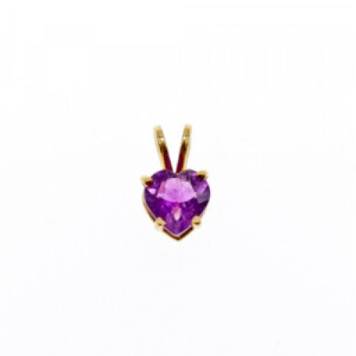14K Yellow Gold Amethyst Heart Pendant