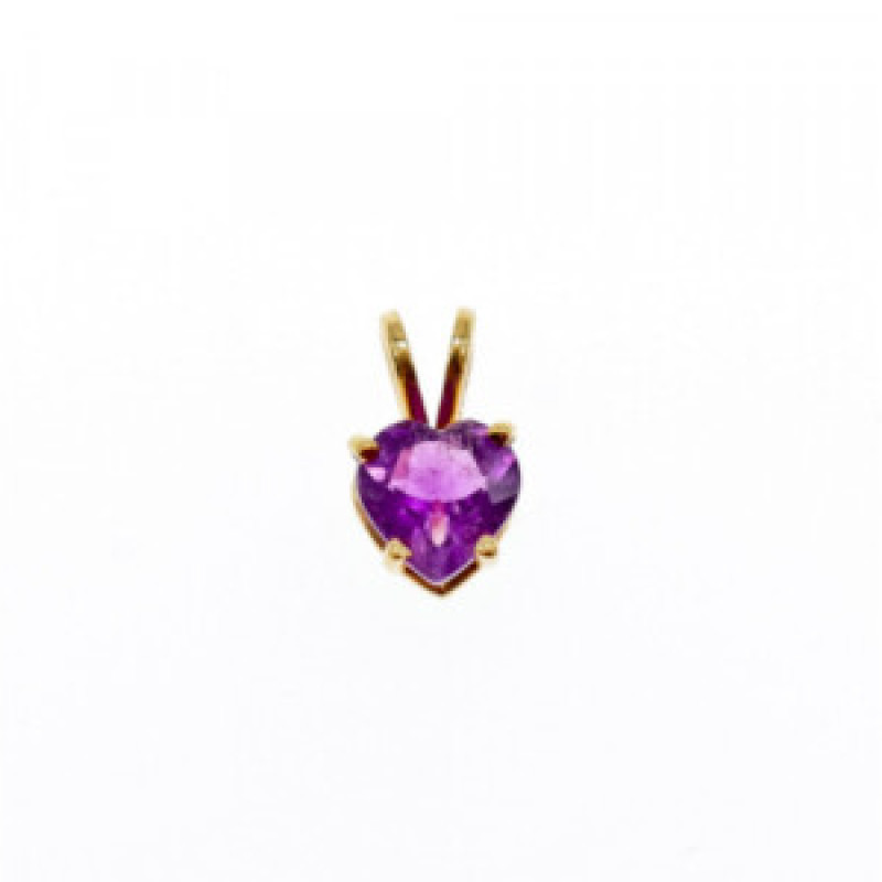 14K Yellow Gold Amethyst Heart Pendant