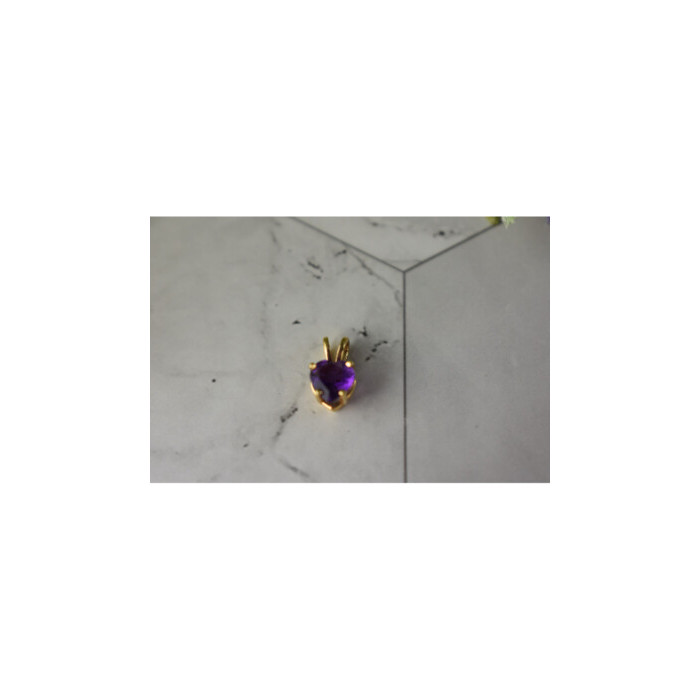14K YELLOW GOLD AMETHYST HEART PENDANT