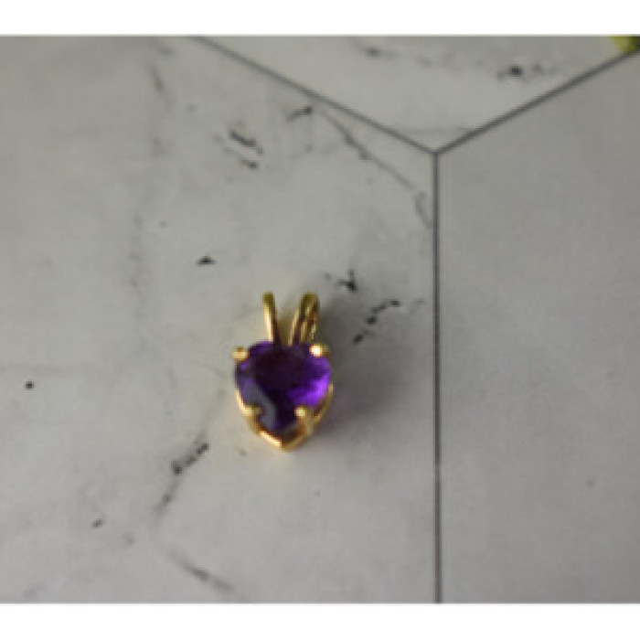 14K Yellow Gold Amethyst Heart Pendant