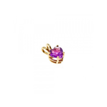 14K YELLOW GOLD AMETHYST HEART PENDANT