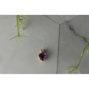 14K YELLOW GOLD AMETHYST HEART PENDANT