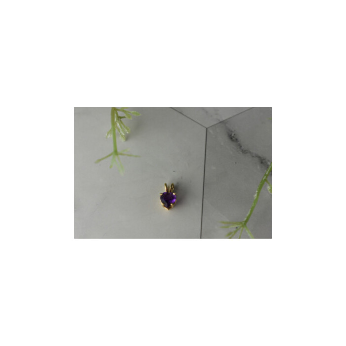 14K YELLOW GOLD AMETHYST HEART PENDANT