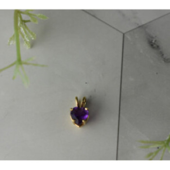 14K Yellow Gold Amethyst Heart Pendant