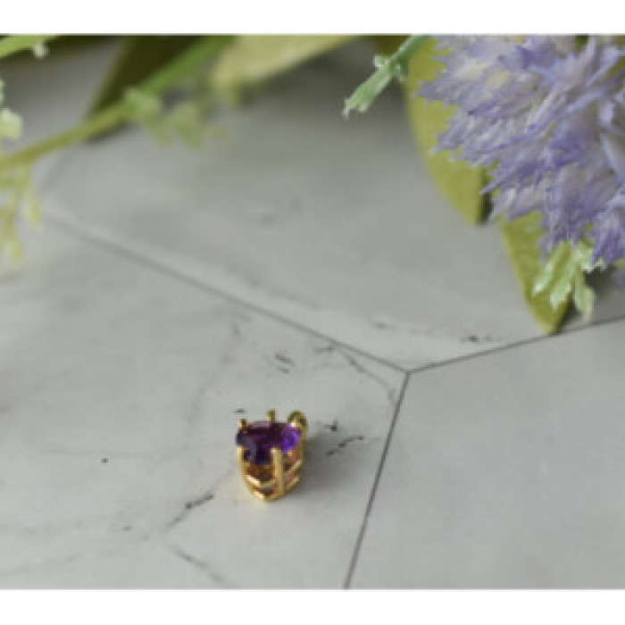 14K Yellow Gold Amethyst Heart Pendant