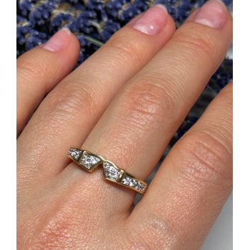 925 Sterling Silver Gold Plated CZ Ring Size 8.5