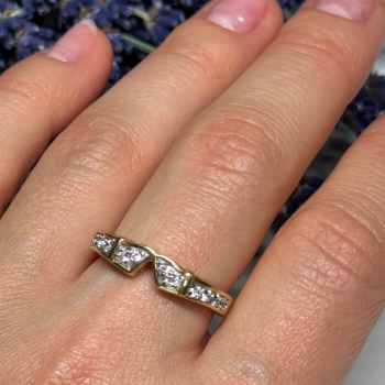 925 Sterling Silver Gold Plated CZ Ring Size 8.5