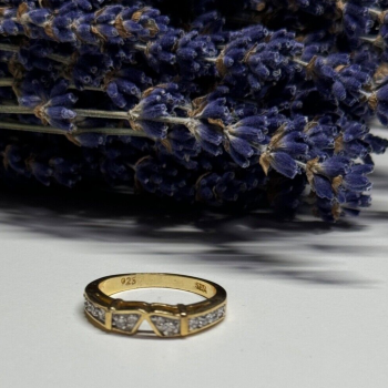 925 Sterling Silver Gold Plated CZ Ring Size 8.5