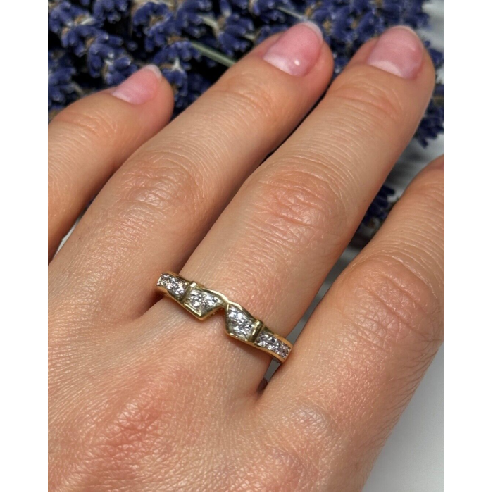 925 Sterling Silver Gold Plated CZ Ring Size 8.5