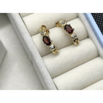 925 Sterling Silver Gold Plated Almandine Stud Earrings