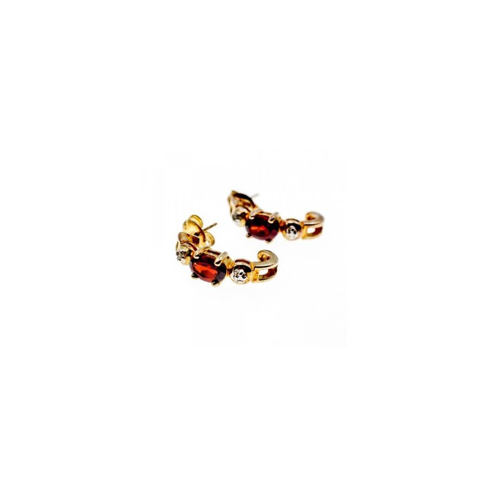 925 Sterling Silver Gold Plated Almandine Stud Earrings