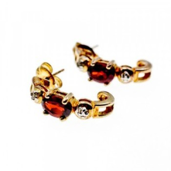 925 Sterling Silver Gold Plated Almandine Stud Earrings