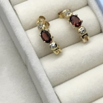 925 Sterling Silver Gold Plated Almandine Stud Earrings