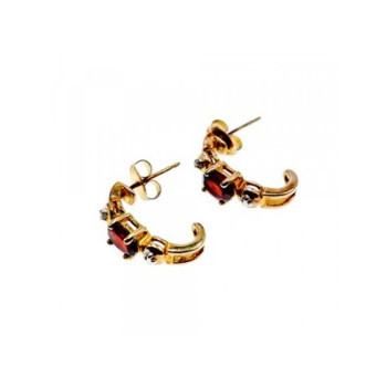 925 Sterling Silver Gold Plated Almandine Stud Earrings