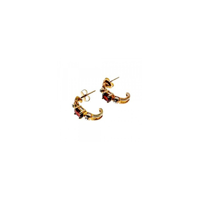 925 Sterling Silver Gold Plated Almandine Stud Earrings