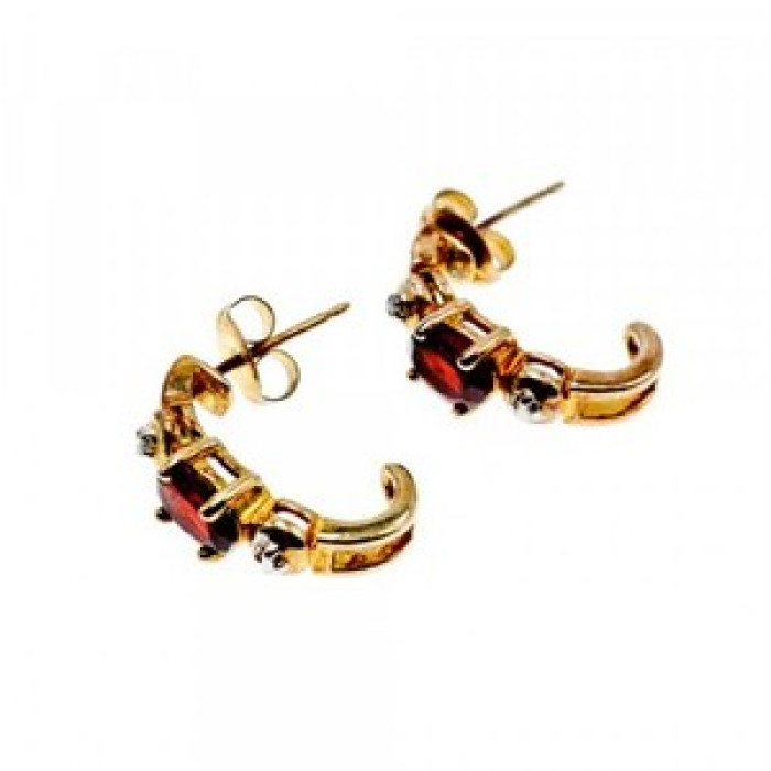 925 Sterling Silver Gold Plated Almandine Stud Earrings
