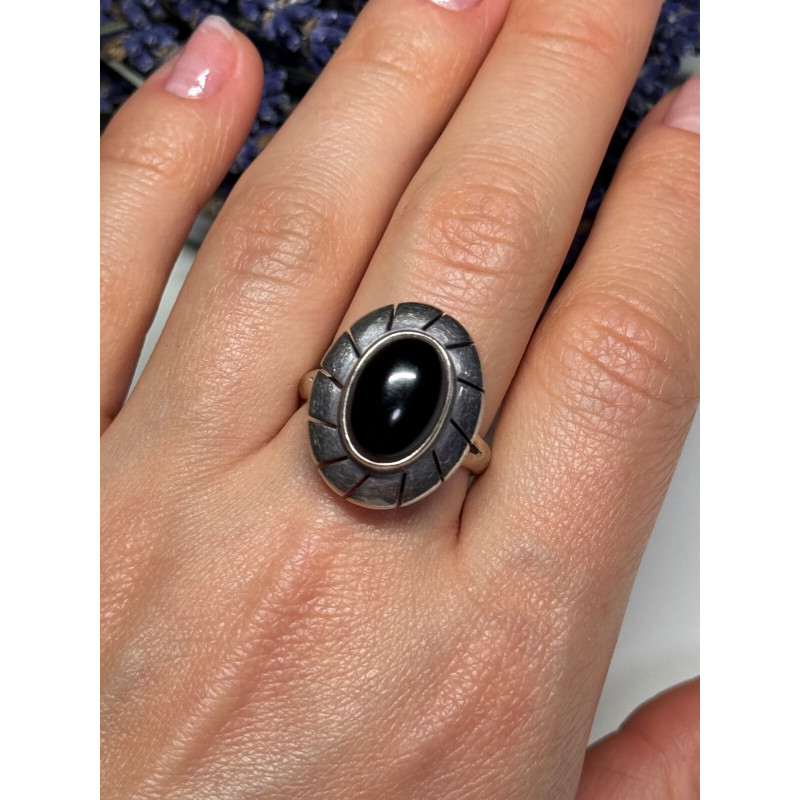 925 Sterling Silver Onyx Ring Size 8.5