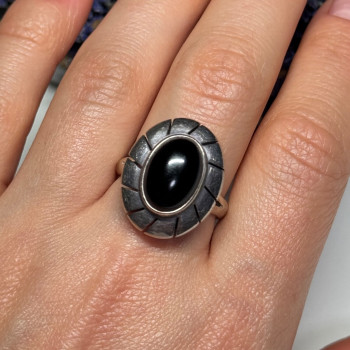 925 Sterling Silver Onyx Ring Size 8.5