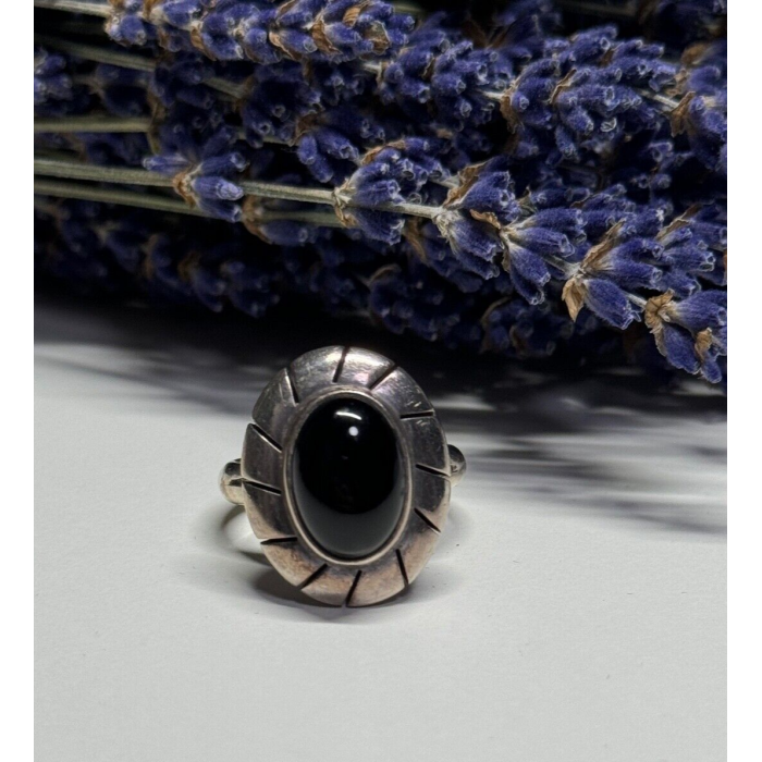 925 Sterling Silver Onyx Ring Size 8.5