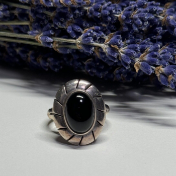 925 Sterling Silver Onyx Ring Size 8.5