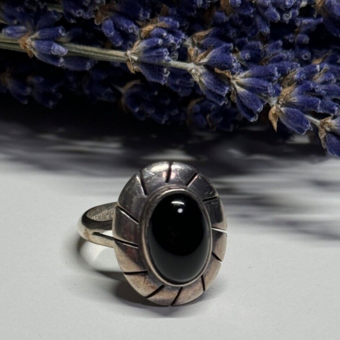 925 Sterling Silver Onyx Ring Size 8.5