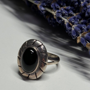 925 Sterling Silver Onyx Ring Size 8.5