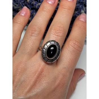 925 Sterling Silver Onyx Ring Size 8.5