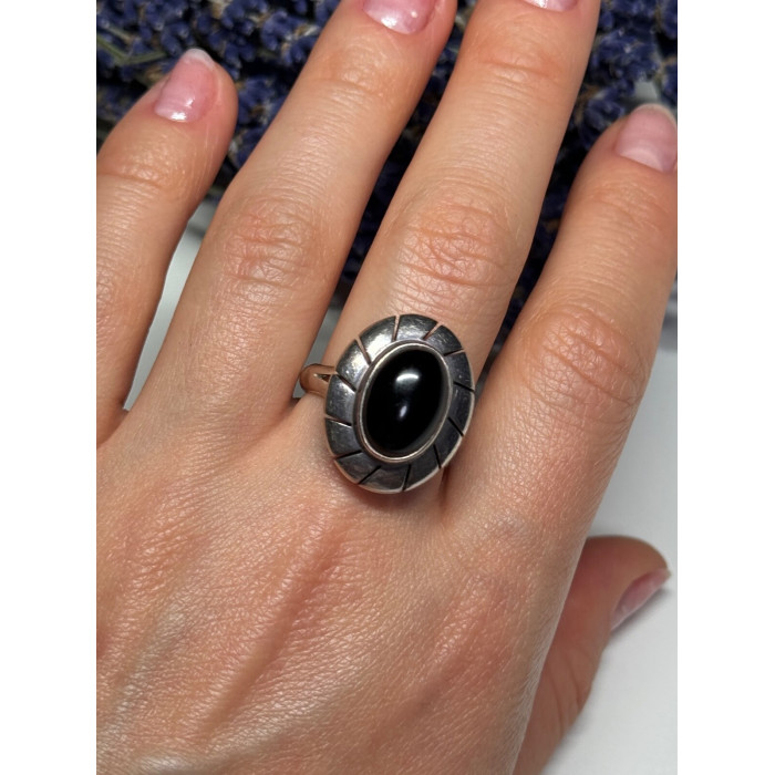 925 Sterling Silver Onyx Ring Size 8.5