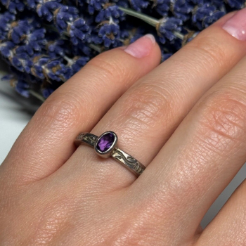 925 Sterling Silver Amethyst Ring Size 6
