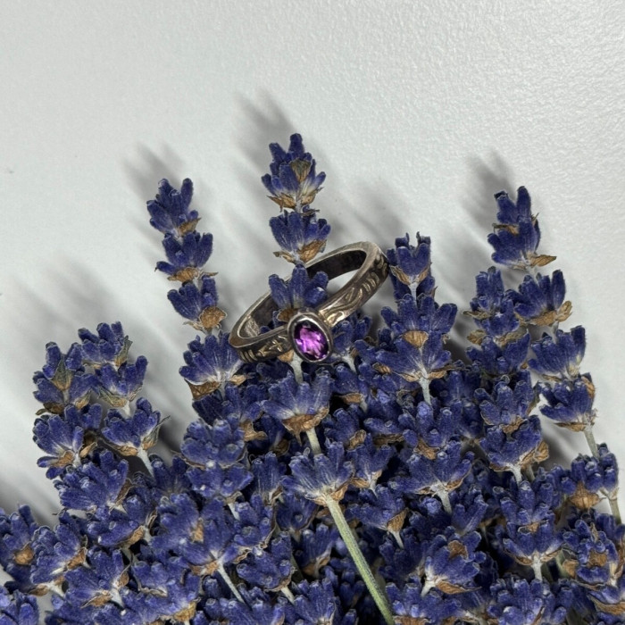 925 Sterling Silver Amethyst Ring Size 6
