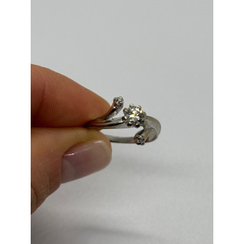 14K WHITE GOLD DIAMONDS RING SIZE 5.5