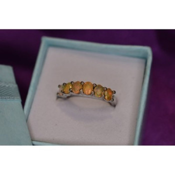 925 Sterling Silver Opal Ring Size 5.5