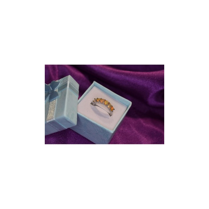 925 Sterling Silver Opal Ring Size 5.5