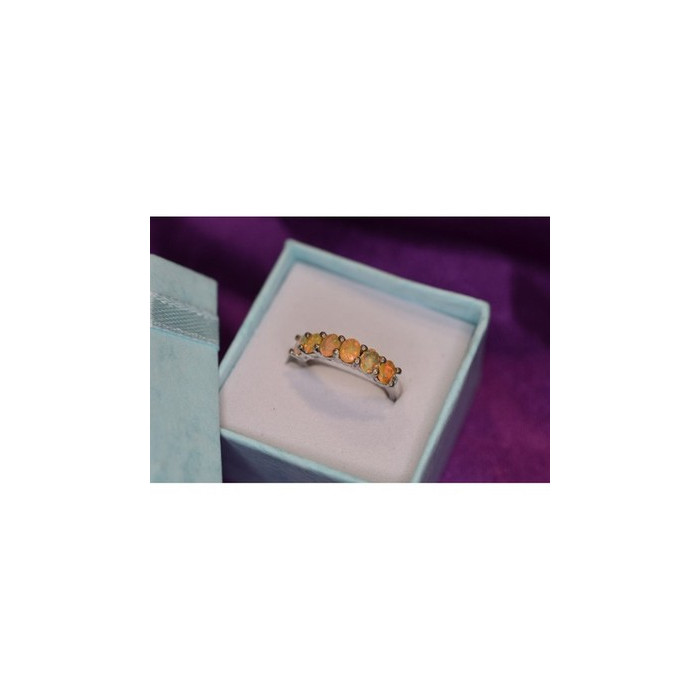 925 Sterling Silver Opal Ring Size 5.5