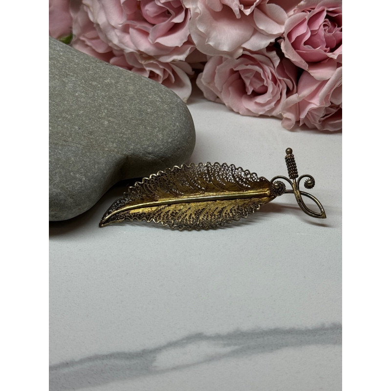 925 Sterling Silver Gold Plated Brooch