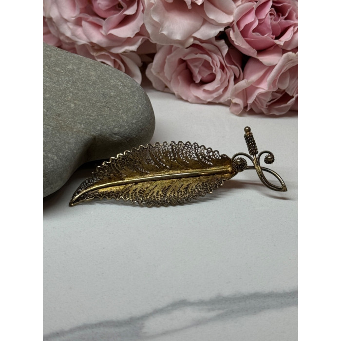 925 Sterling Silver Gold Plated Brooch