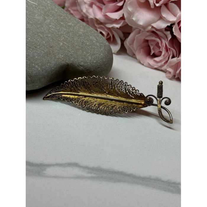 925 Sterling Silver Gold Plated Brooch