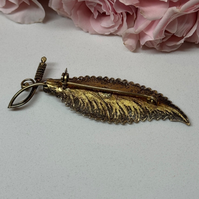 925 Sterling Silver Gold Plated Brooch