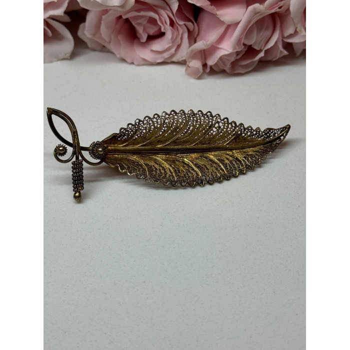 925 Sterling Silver Gold Plated Brooch