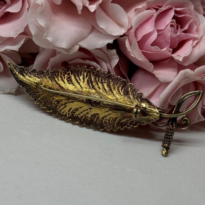 925 Sterling Silver Gold Plated Brooch