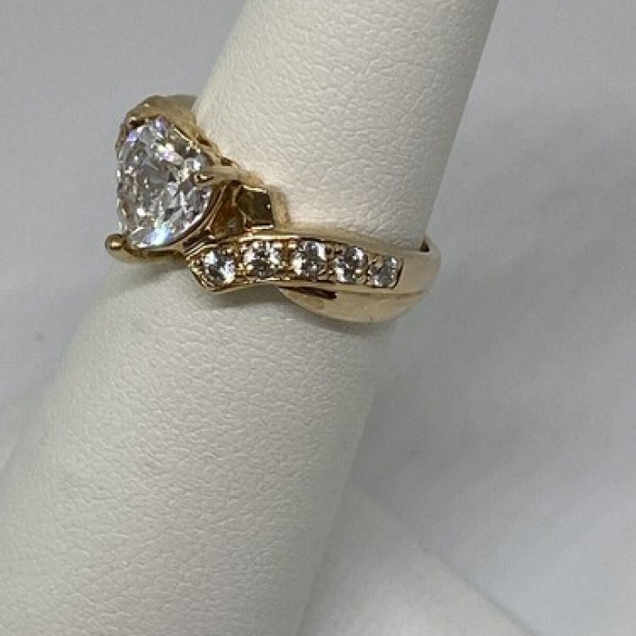 925 Sterling Silver Vermeil Heart CZ Ring Size 4.75
