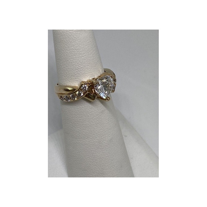 925 Sterling Silver Vermeil Heart CZ Ring Size 4.75